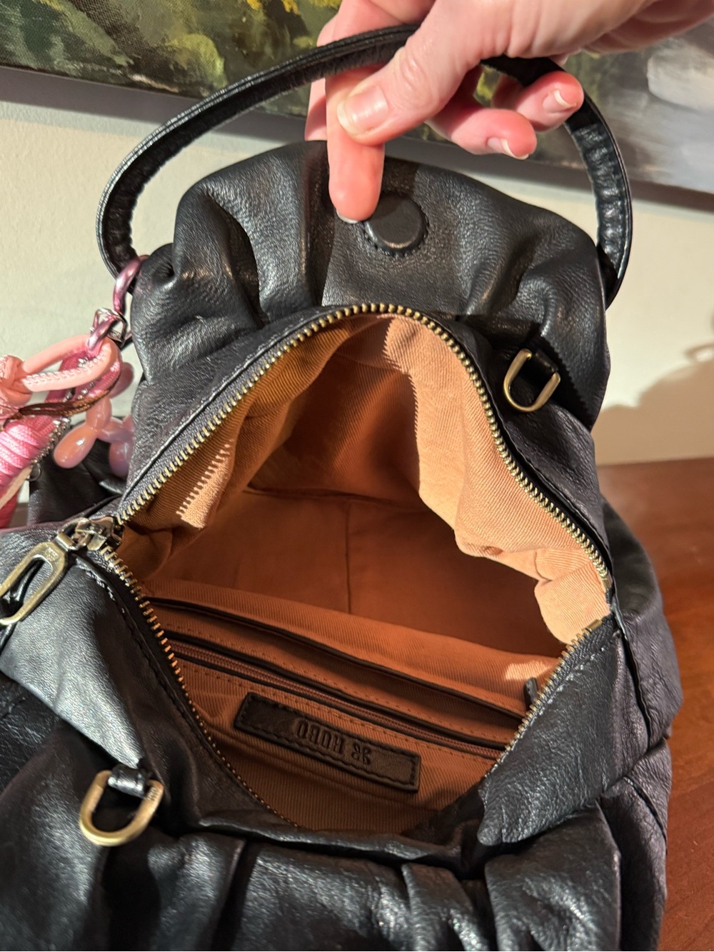 HOBO Mini Darling Satchel Buttery Soft Black Leather Slouchy Dumpling Bag - Picture 9 of 13
